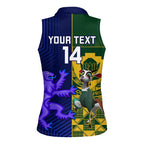 Custom South Africa And Scotland Rugby Women Sleeveless Polo Shirt Springboks Thistle Together