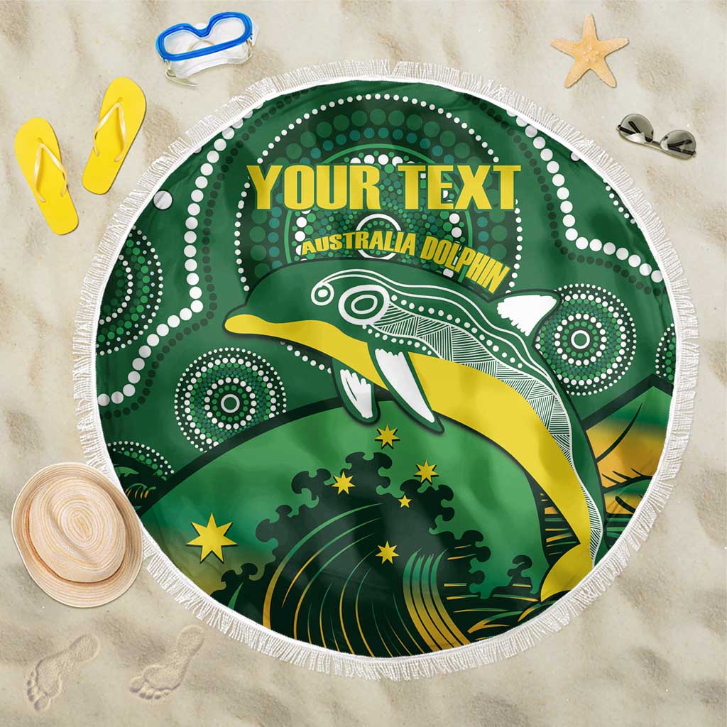 Personalised Australia Swimming Beach Blanket Aussie Dolphin Aboriginal National Color