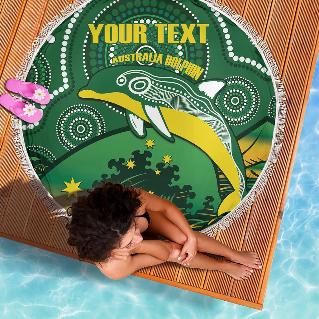 Personalised Australia Swimming Beach Blanket Aussie Dolphin Aboriginal National Color