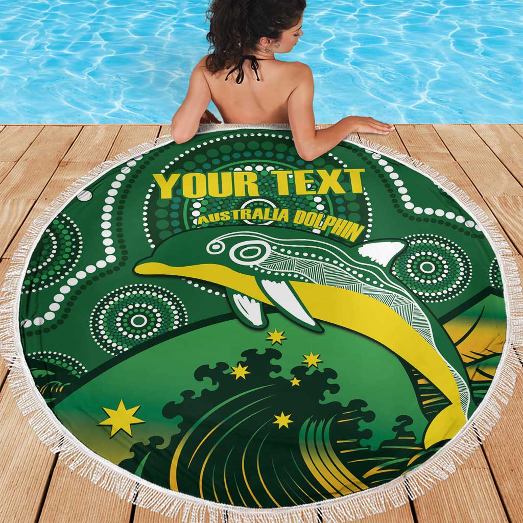 Personalised Australia Swimming Beach Blanket Aussie Dolphin Aboriginal National Color