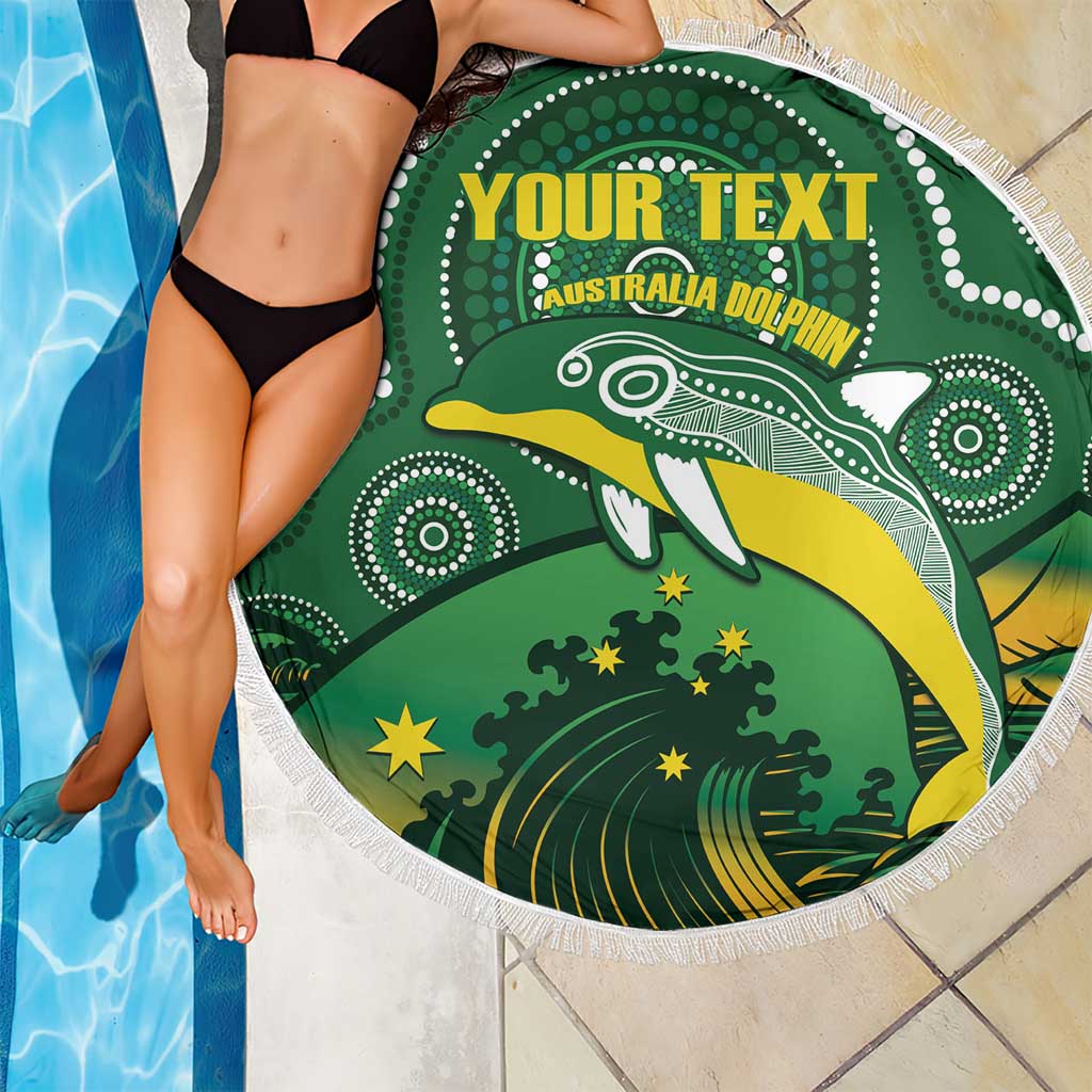 Personalised Australia Swimming Beach Blanket Aussie Dolphin Aboriginal National Color