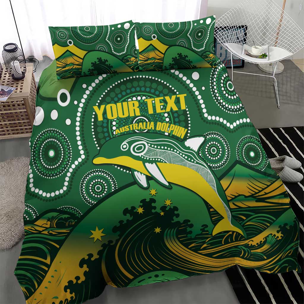 Personalised Australia Swimming Bedding Set Aussie Dolphin Aboriginal National Color
