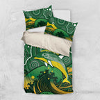 Personalised Australia Swimming Bedding Set Aussie Dolphin Aboriginal National Color