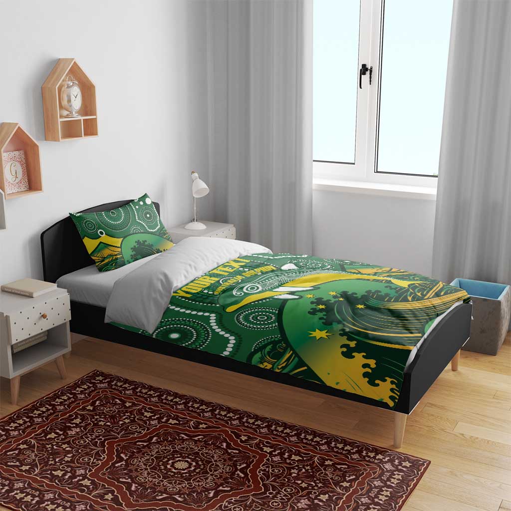 Personalised Australia Swimming Bedding Set Aussie Dolphin Aboriginal National Color