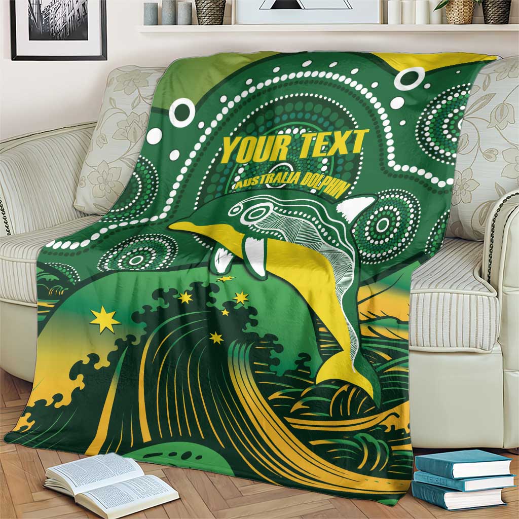 Personalised Australia Swimming Blanket Aussie Dolphin Aboriginal National Color