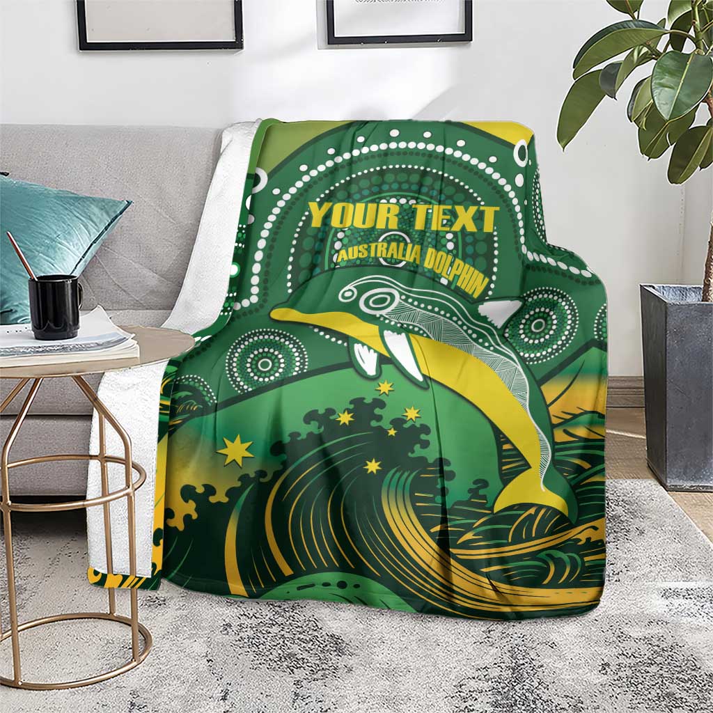 Personalised Australia Swimming Blanket Aussie Dolphin Aboriginal National Color