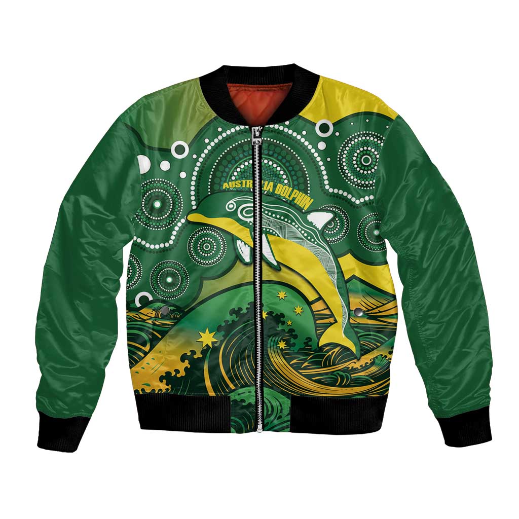 Personalised Australia Swimming Bomber Jacket Aussie Dolphin Aboriginal National Color