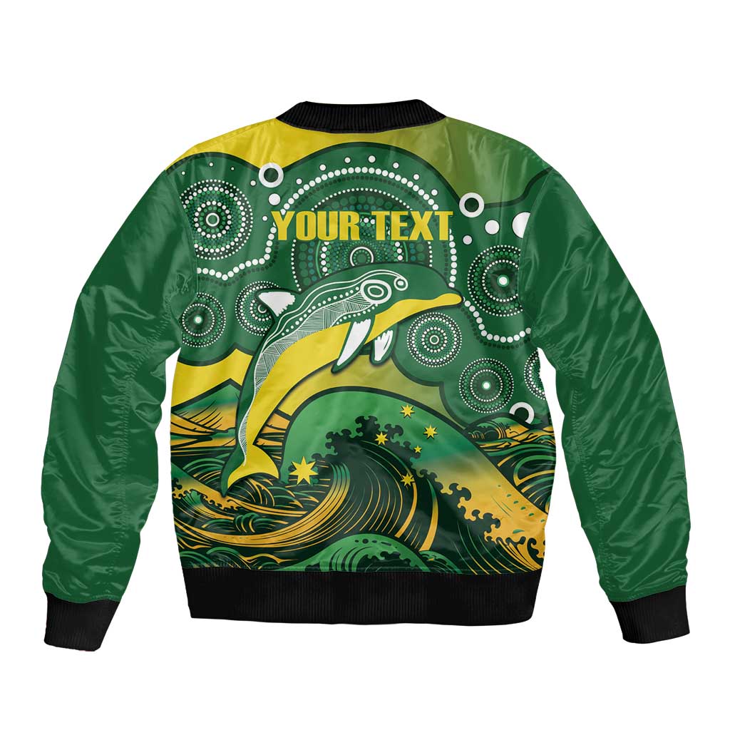 Personalised Australia Swimming Bomber Jacket Aussie Dolphin Aboriginal National Color
