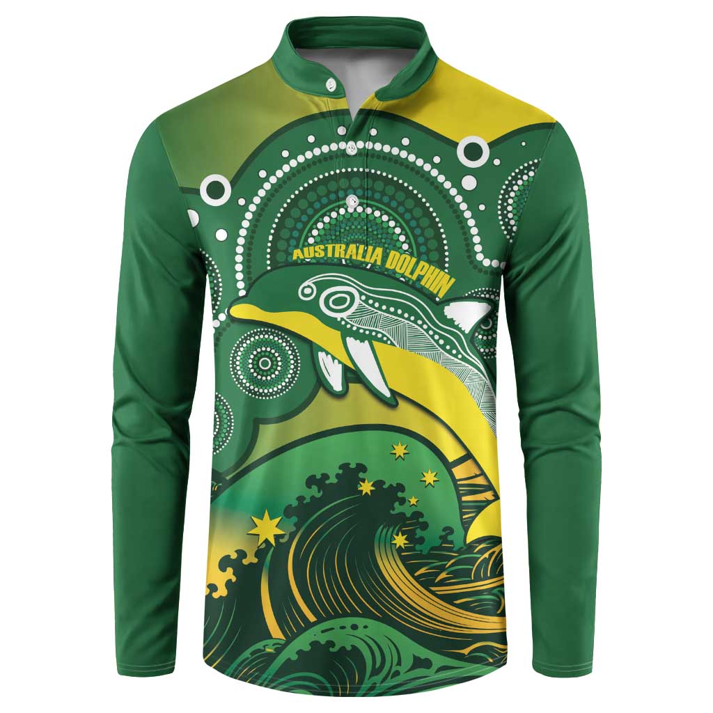 Personalised Australia Swimming Button Sweatshirt Aussie Dolphin Aboriginal National Color