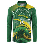 Personalised Australia Swimming Button Sweatshirt Aussie Dolphin Aboriginal National Color