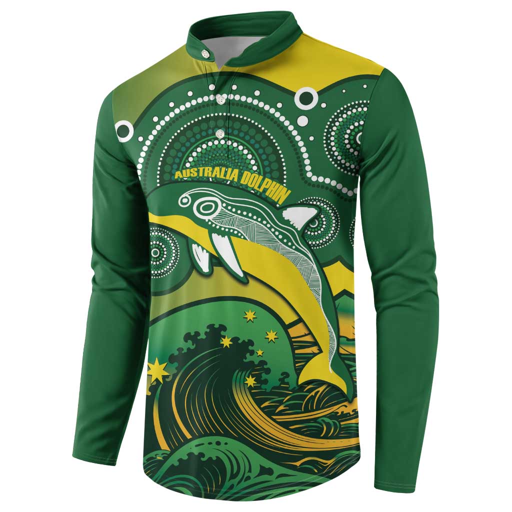 Personalised Australia Swimming Button Sweatshirt Aussie Dolphin Aboriginal National Color