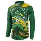 Personalised Australia Swimming Button Sweatshirt Aussie Dolphin Aboriginal National Color