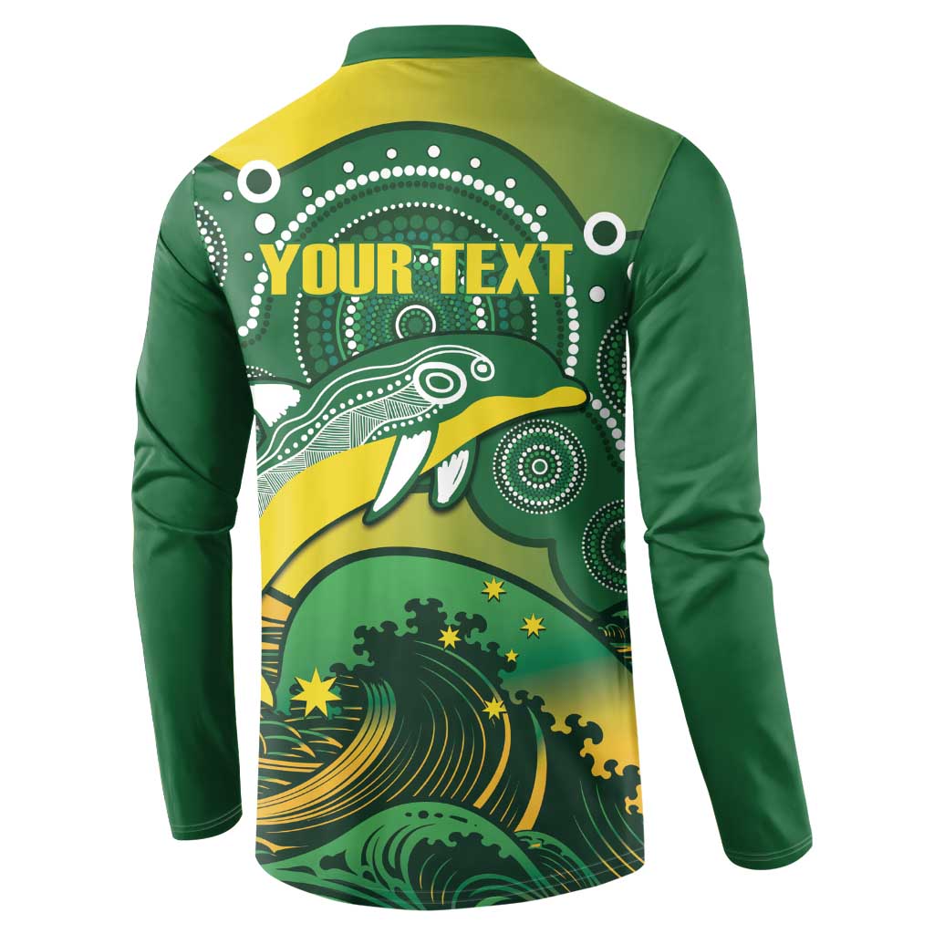 Personalised Australia Swimming Button Sweatshirt Aussie Dolphin Aboriginal National Color