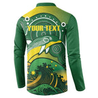 Personalised Australia Swimming Button Sweatshirt Aussie Dolphin Aboriginal National Color