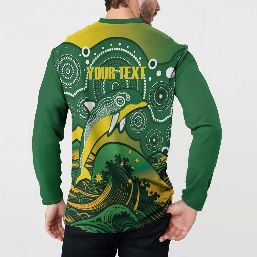 Personalised Australia Swimming Button Sweatshirt Aussie Dolphin Aboriginal National Color