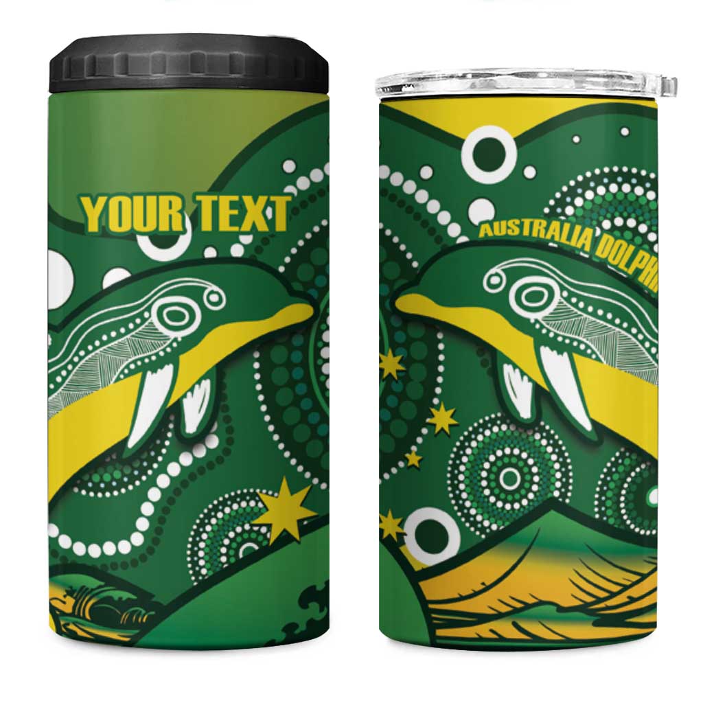 Personalised Australia Swimming 4 in 1 Can Cooler Tumbler Aussie Dolphin Aboriginal National Color