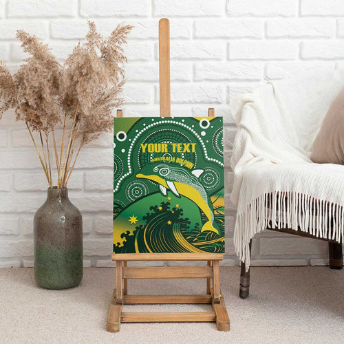 Personalised Australia Swimming Canvas Wall Art Aussie Dolphin Aboriginal National Color