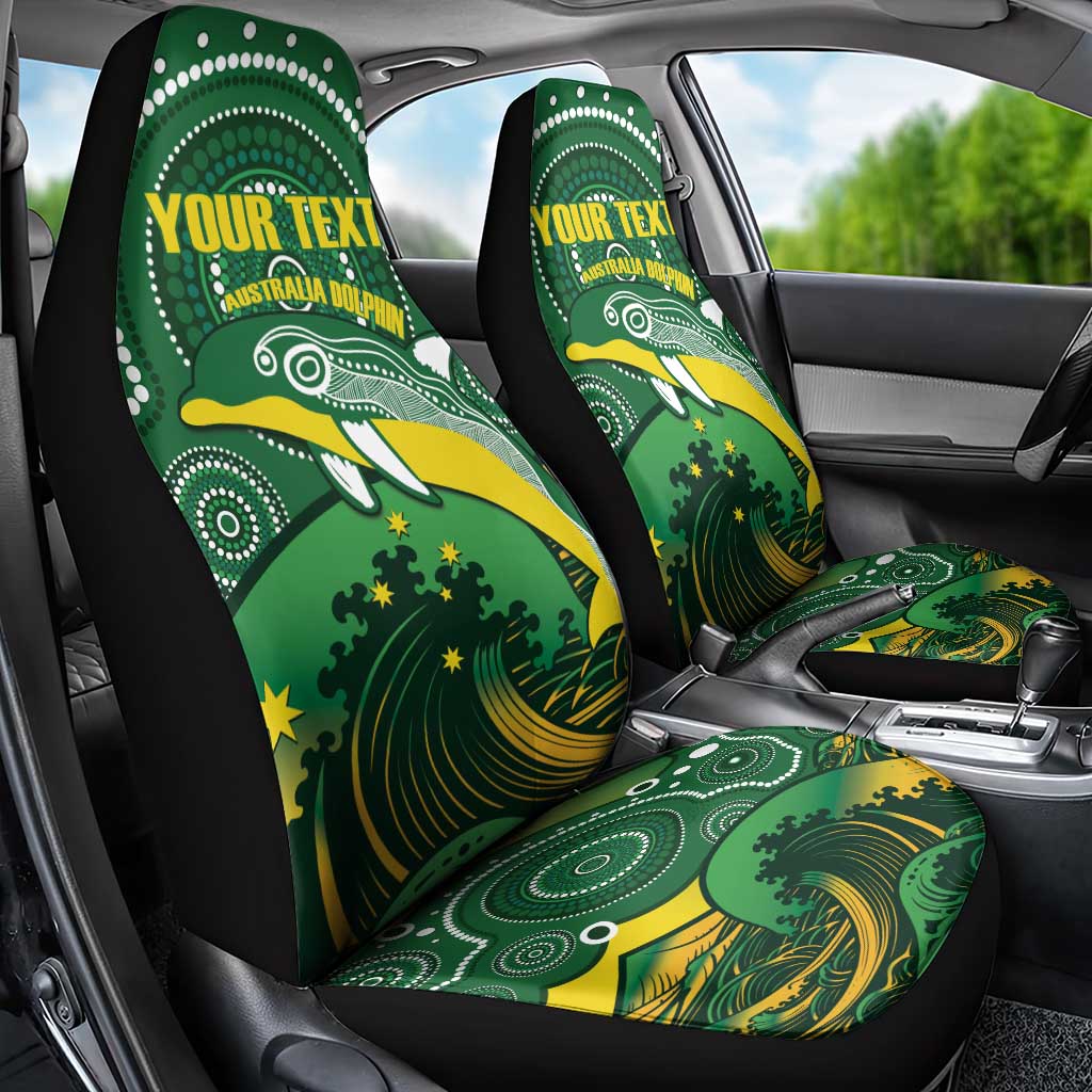 Personalised Australia Swimming Car Seat Cover Aussie Dolphin Aboriginal National Color