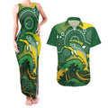 Personalised Australia Swimming Couples Matching Tank Maxi Dress and Hawaiian Shirt Aussie Dolphin Aboriginal National Color