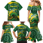 Personalised Australia Swimming Family Matching Mermaid Dress and Hawaiian Shirt Aussie Dolphin Aboriginal National Color