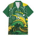 Personalised Australia Swimming Family Matching Off The Shoulder Long Sleeve Dress and Hawaiian Shirt Aussie Dolphin Aboriginal National Color