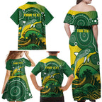 Personalised Australia Swimming Family Matching Off Shoulder Maxi Dress and Hawaiian Shirt Aussie Dolphin Aboriginal National Color