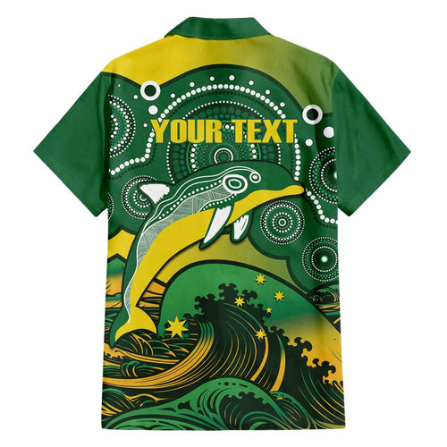 Personalised Australia Swimming Family Matching Off Shoulder Maxi Dress and Hawaiian Shirt Aussie Dolphin Aboriginal National Color