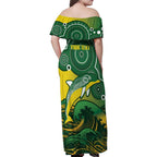 Personalised Australia Swimming Family Matching Off Shoulder Maxi Dress and Hawaiian Shirt Aussie Dolphin Aboriginal National Color