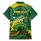 Personalised Australia Swimming Family Matching Off Shoulder Short Dress and Hawaiian Shirt Aussie Dolphin Aboriginal National Color