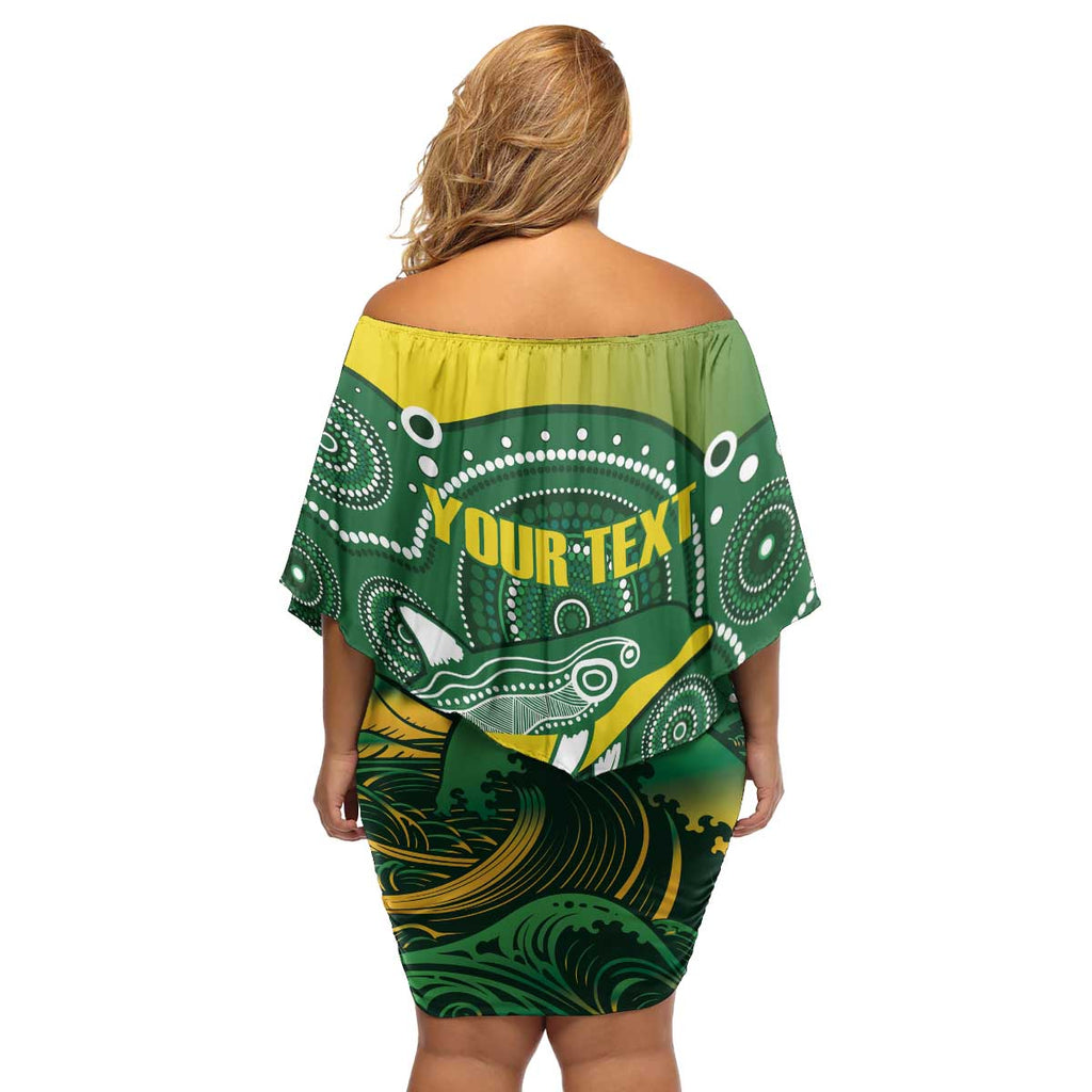 Personalised Australia Swimming Family Matching Off Shoulder Short Dress and Hawaiian Shirt Aussie Dolphin Aboriginal National Color