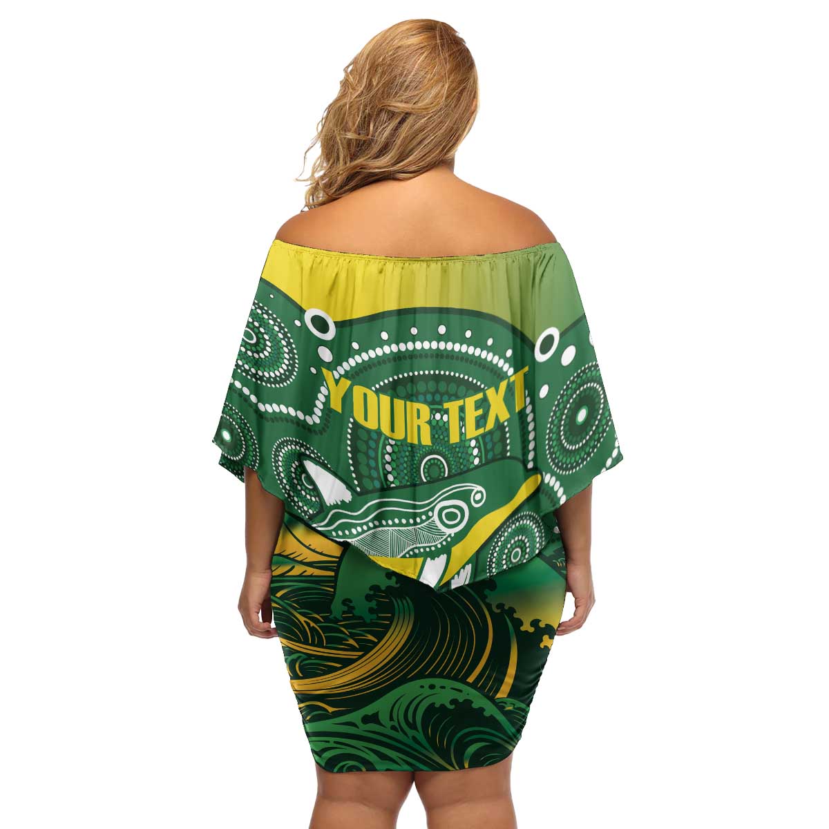 Personalised Australia Swimming Family Matching Off Shoulder Short Dress and Hawaiian Shirt Aussie Dolphin Aboriginal National Color