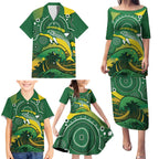Personalised Australia Swimming Family Matching Puletasi and Hawaiian Shirt Aussie Dolphin Aboriginal National Color