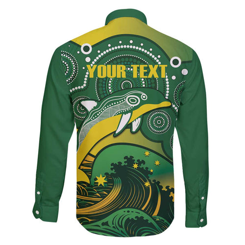 Personalised Australia Swimming Family Matching Puletasi and Hawaiian Shirt Aussie Dolphin Aboriginal National Color