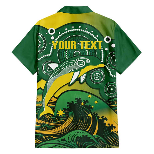 Personalised Australia Swimming Family Matching Short Sleeve Bodycon Dress and Hawaiian Shirt Aussie Dolphin Aboriginal National Color