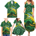 Personalised Australia Swimming Family Matching Summer Maxi Dress and Hawaiian Shirt Aussie Dolphin Aboriginal National Color