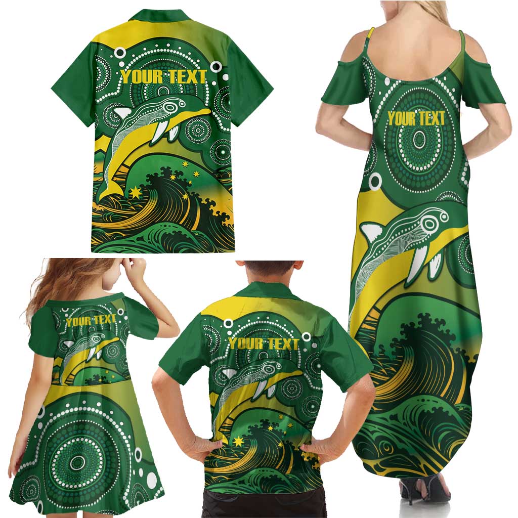 Personalised Australia Swimming Family Matching Summer Maxi Dress and Hawaiian Shirt Aussie Dolphin Aboriginal National Color