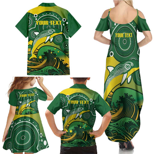 Personalised Australia Swimming Family Matching Summer Maxi Dress and Hawaiian Shirt Aussie Dolphin Aboriginal National Color