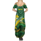 Personalised Australia Swimming Family Matching Summer Maxi Dress and Hawaiian Shirt Aussie Dolphin Aboriginal National Color
