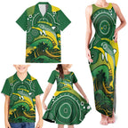 Personalised Australia Swimming Family Matching Tank Maxi Dress and Hawaiian Shirt Aussie Dolphin Aboriginal National Color