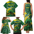Personalised Australia Swimming Family Matching Tank Maxi Dress and Hawaiian Shirt Aussie Dolphin Aboriginal National Color