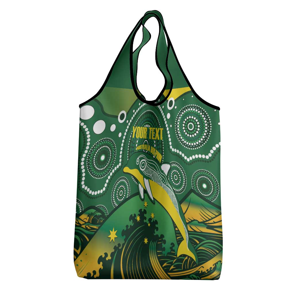 Personalised Australia Swimming Grocery Bag Aussie Dolphin Aboriginal National Color