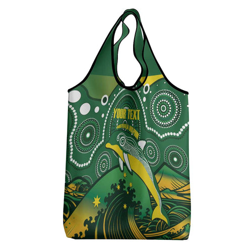 Personalised Australia Swimming Grocery Bag Aussie Dolphin Aboriginal National Color