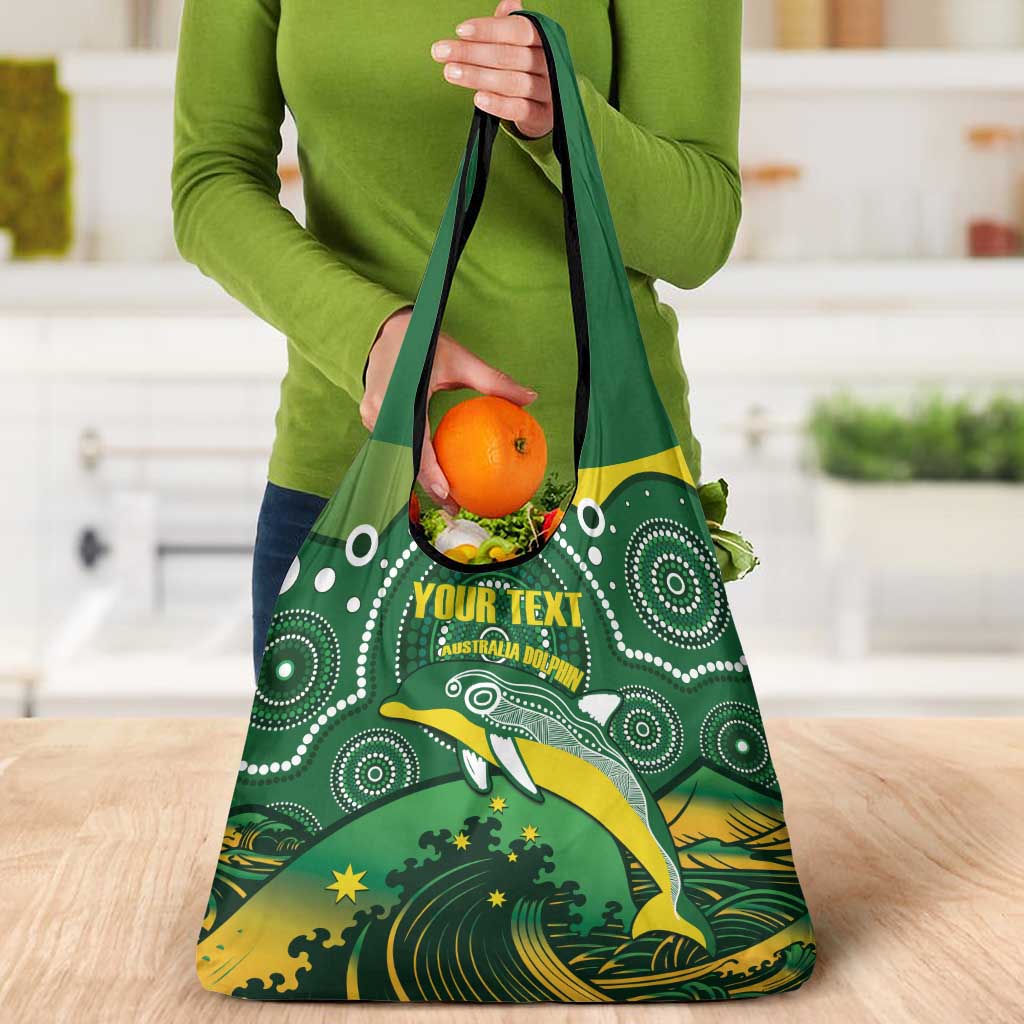 Personalised Australia Swimming Grocery Bag Aussie Dolphin Aboriginal National Color