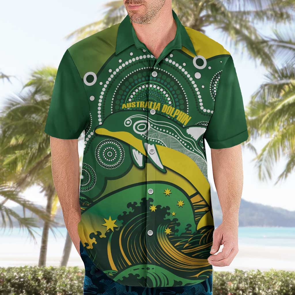 Personalised Australia Swimming Hawaiian Shirt Aussie Dolphin Aboriginal National Color