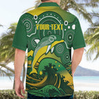 Personalised Australia Swimming Hawaiian Shirt Aussie Dolphin Aboriginal National Color