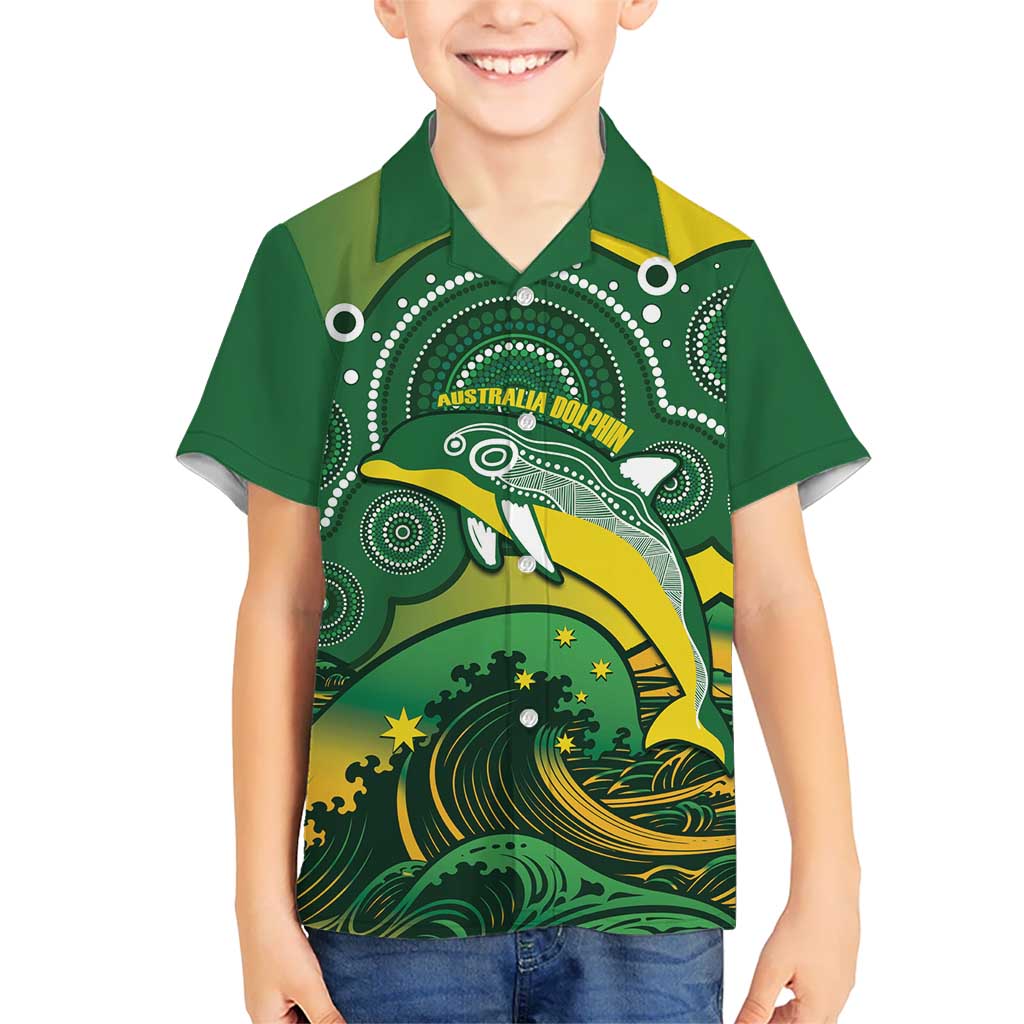 Personalised Australia Swimming Hawaiian Shirt Aussie Dolphin Aboriginal National Color