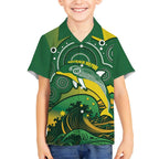 Personalised Australia Swimming Hawaiian Shirt Aussie Dolphin Aboriginal National Color