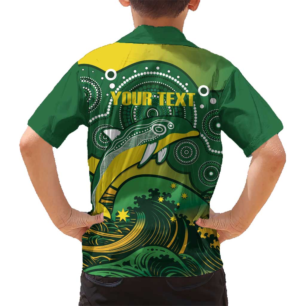 Personalised Australia Swimming Hawaiian Shirt Aussie Dolphin Aboriginal National Color