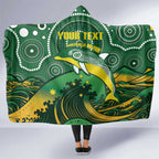 Personalised Australia Swimming Hooded Blanket Aussie Dolphin Aboriginal National Color
