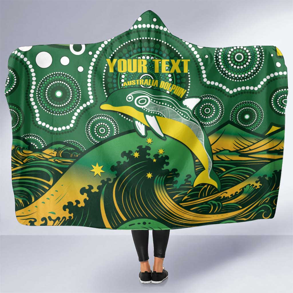 Personalised Australia Swimming Hooded Blanket Aussie Dolphin Aboriginal National Color